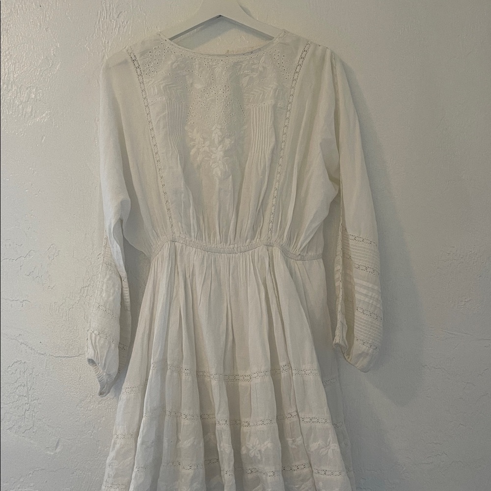LoveShackFancy Ivory long Sleeve Mini Dress, Size XSmall